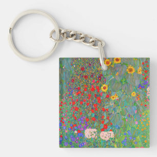 Gustav Klimt's Farm Garden with Sunflowers Key Ring