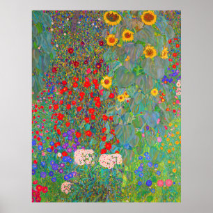 Gustav Klimt's Farm Garden with Sunflowers Poster