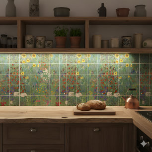 Gustav Klimt's Farm Garden with Sunflowers Tile