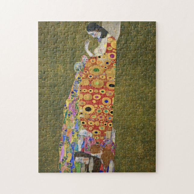 Gustav Klimt's Hope II (1907-1908) famous painting Jigsaw Puzzle (Vertical)