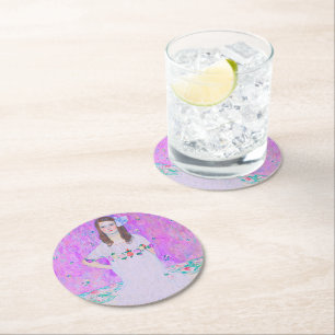 Gustav Klimt's Mäda Primavesi paintng     Round Paper Coaster
