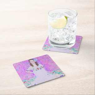 Gustav Klimt's Mäda Primavesi paintng    Square Paper Coaster