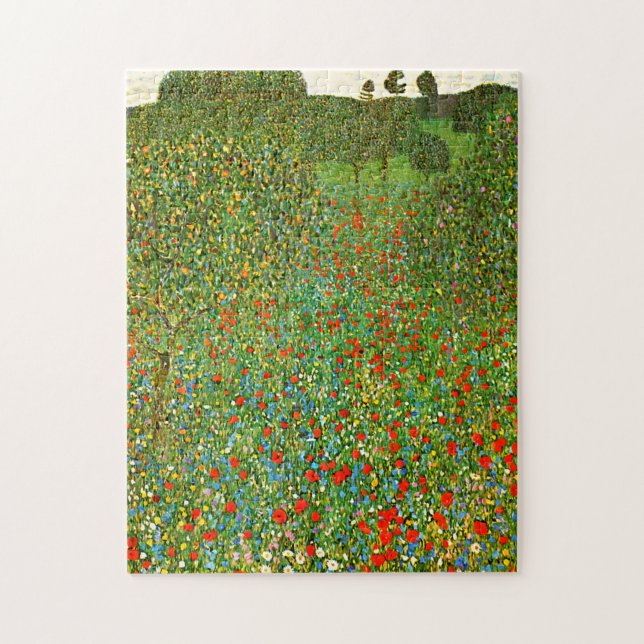 Gustav Klimt's Mohnfeld (1907) famous painting.  Jigsaw Puzzle (Vertical)