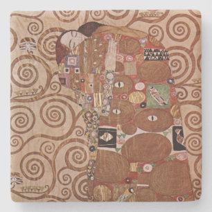 Gustav Klimt's Painting: The Embrace (circa 1909) Stone Coaster