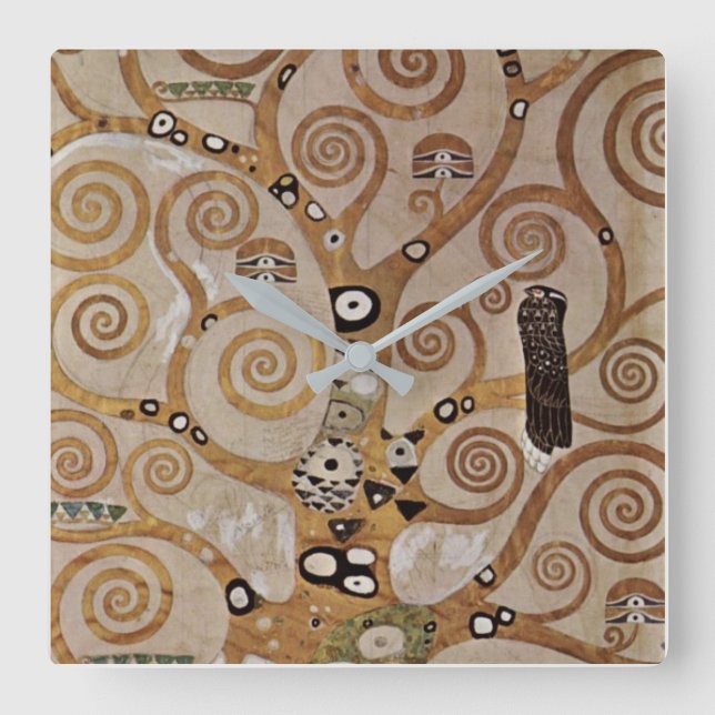 Gustav Klimt's Painting "The Tree of Life"  (1909) Square Wall Clock (Front)