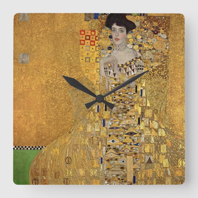 Gustav Klimt's Portrait of Adele Bloch-Bauer Square Wall Clock (Front)