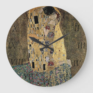 Gustav Klimt's The Kiss (circa 1908) Large Clock
