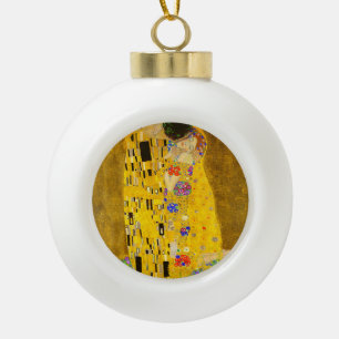 Gustav Klimt's The Kiss famous painting. Ceramic Ball Christmas Ornament