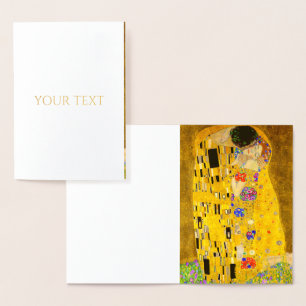 Gustav Klimt's The Kiss famous painting.  Foil Card