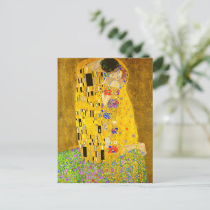 Gustav Klimt's The Kiss famous painting. Postcard