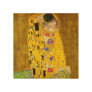 Gustav Klimt's The Kiss famous painting.    Wood Wall Art
