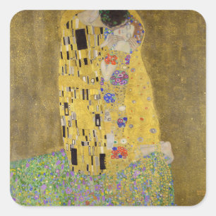 Gustav Klimt's The Kiss Painting Art Square Sticker