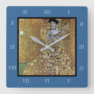 Gustav Klimt's The Lady in Gold, Adele Bloch-Bauer Square Wall Clock
