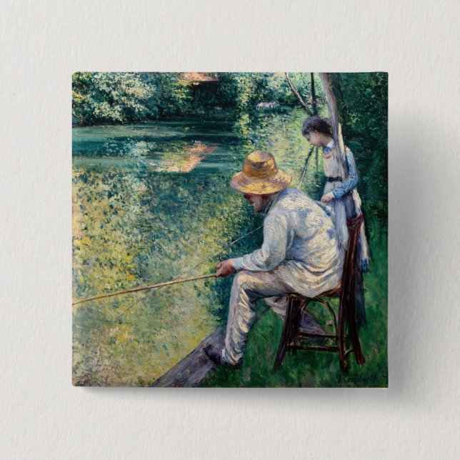 Gustave Caillebotte - Angling 15 Cm Square Badge (Front)