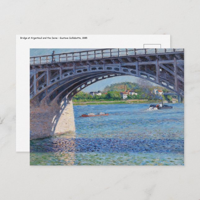 Gustave Caillebotte - Bridge at Argenteuil & Seine Postcard (Front/Back)