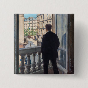 Gustave Caillebotte - Man at the Window 15 Cm Square Badge
