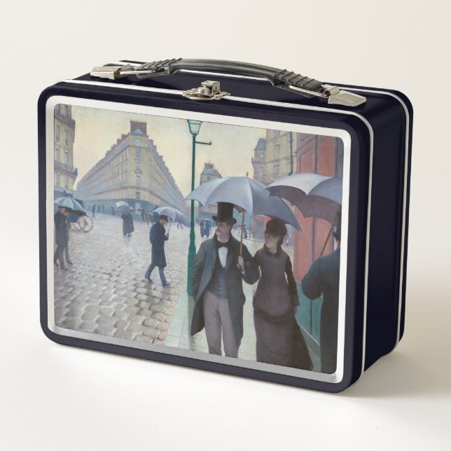 Gustave Caillebotte - Paris Street; Rainy Day Metal Lunch Box (Front)