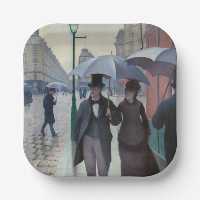 Gustave Caillebotte - Paris Street; Rainy Day Paper Plate (Front)