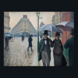 Gustave Caillebotte - Paris Street; Rainy Day  Poster<br><div class="desc">"Paris Street; Rainy Day" is an iconic artwork created by French artist Gustave Caillebotte in 1877. Depicting a bustling urban intersection in late nineteenth-century Paris, the painting exemplifies the changing cityscape and modernity of the time. With its meticulous craftsmanship, life-size figures in fashionable attire, and precise perspective, the artwork appeals...</div>