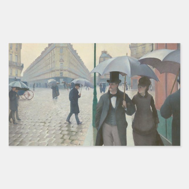 Gustave Caillebotte - Paris Street; Rainy Day Rectangular Sticker (Front)