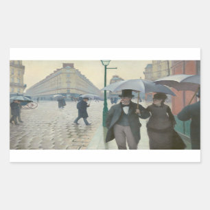 Gustave Caillebotte - Paris Street; Rainy Day Rectangular Sticker