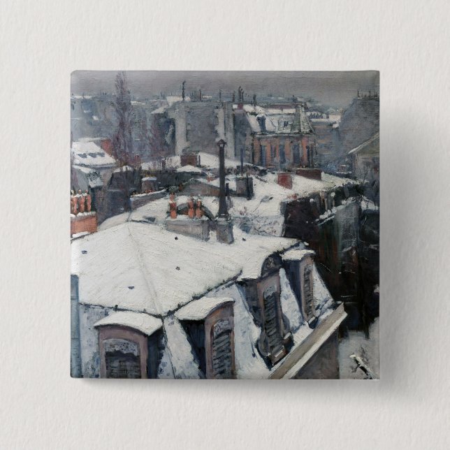 Gustave Caillebotte - Rooftops in the Snow 15 Cm Square Badge (Front)