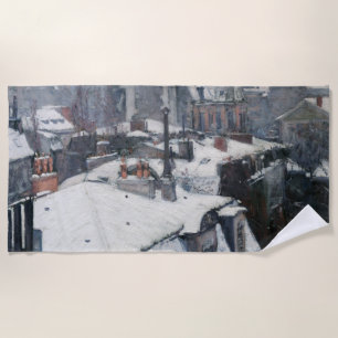 Gustave Caillebotte - Rooftops in the Snow Beach Towel
