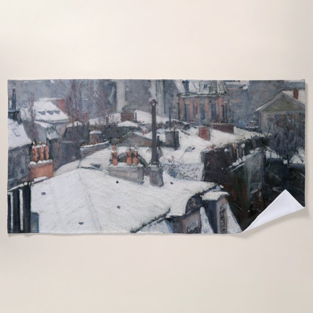 Gustave Caillebotte - Rooftops in the Snow Beach Towel (Front)
