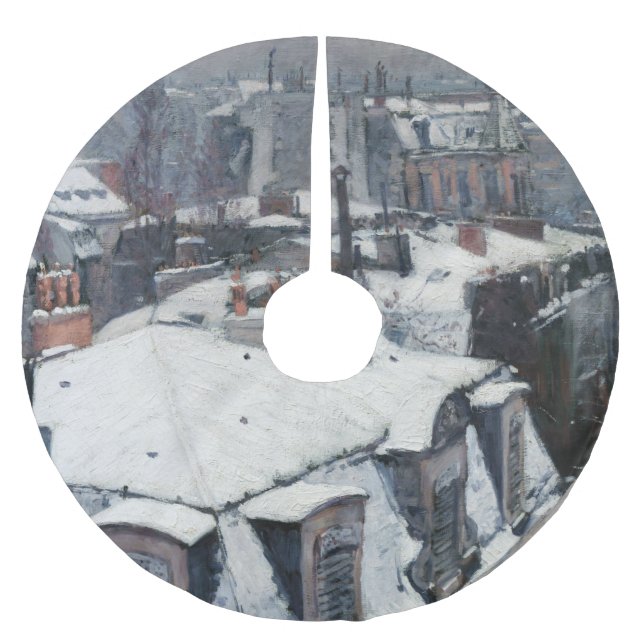 Gustave Caillebotte - Rooftops in the Snow Brushed Polyester Tree Skirt (Front)