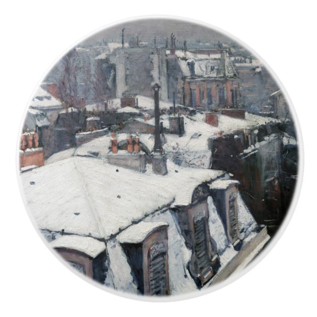 Gustave Caillebotte - Rooftops in the Snow Ceramic Knob (Front)