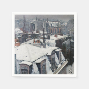 Gustave Caillebotte - Rooftops in the Snow Napkin