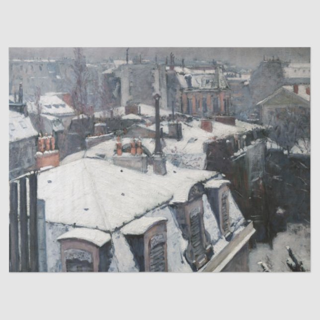 Gustave Caillebotte - Rooftops in the Snow Tissue Paper (Front)