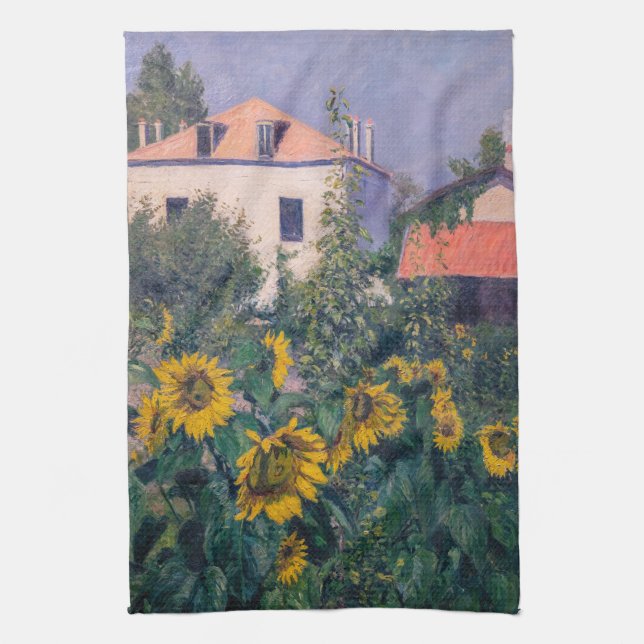 Gustave Caillebotte - Sunflowers, Garden Tea Towel (Vertical)