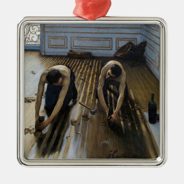 Gustave Caillebotte - The Floor Scrapers Metal Tree Decoration (Front)