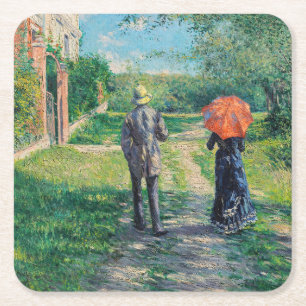 Gustave Caillebotte - The Path Uphill Square Paper Coaster