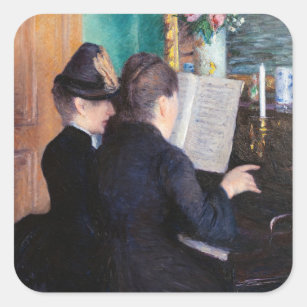 Gustave Caillebotte - The Piano Lesson Square Sticker