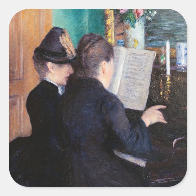 Gustave Caillebotte - The Piano Lesson Square Sticker (Front)