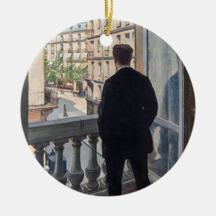 Gustave Caillebotte - Young Man at His Window  Ceramic Tree Decoration