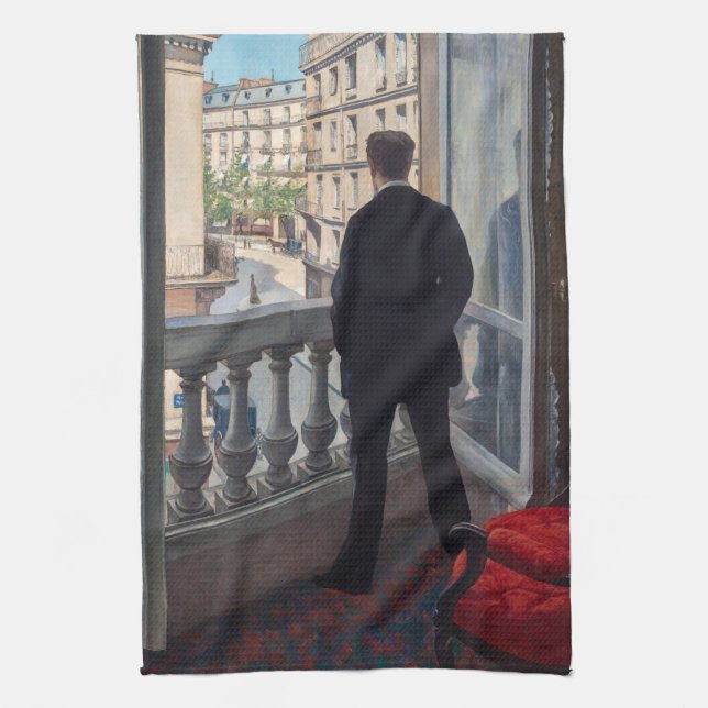 Gustave Caillebotte - Young Man at His Window  Tea Towel (Vertical)