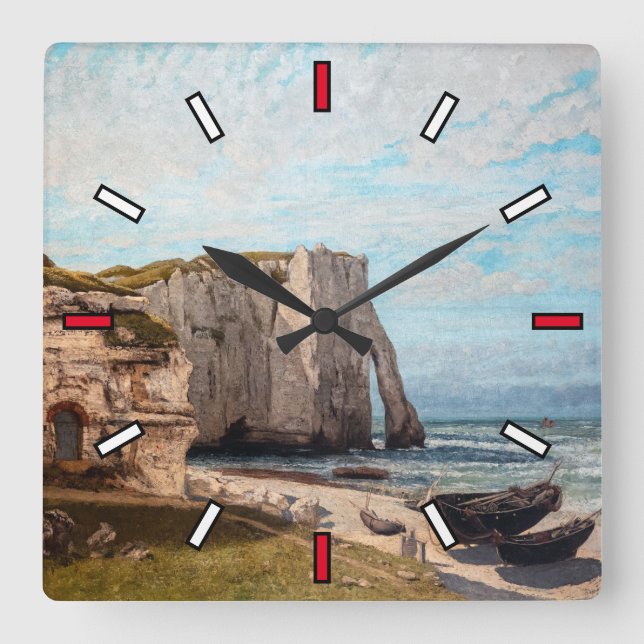 Gustave Courbet - Cliffs at Etretat after Storm Square Wall Clock (Front)