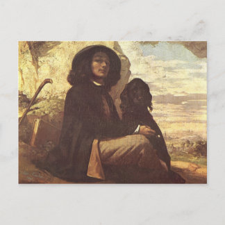 Gustave Courbet - Self-portrait with a black dog Postcard