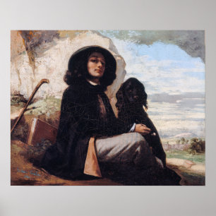 Gustave Courbet - Self-Portrait with a Black Dog Poster