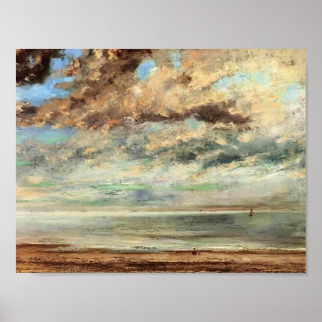 Gustave Courbet- The Beach, Sunset Poster (Front)