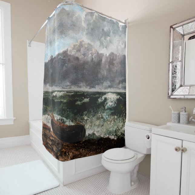 Gustave Courbet - The Stormy Sea / The Wave Shower Curtain (In Situ)
