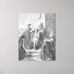 Gustave Doré - Acts 3 Peter and John at the Beauti Canvas Print