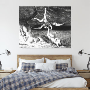 Gustave Doré - Alichino Chases Ciampolo of Navarre Canvas Print