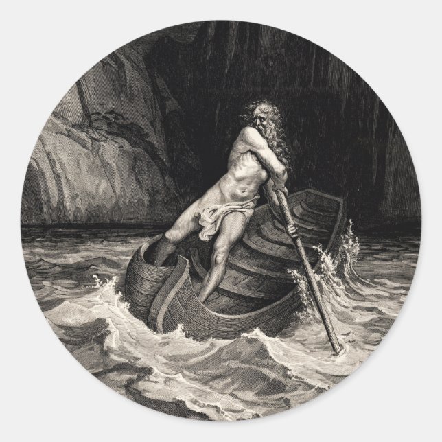 Gustave Doré - Caron Rowing/Dante’s Inferno Classic Round Sticker (Front)