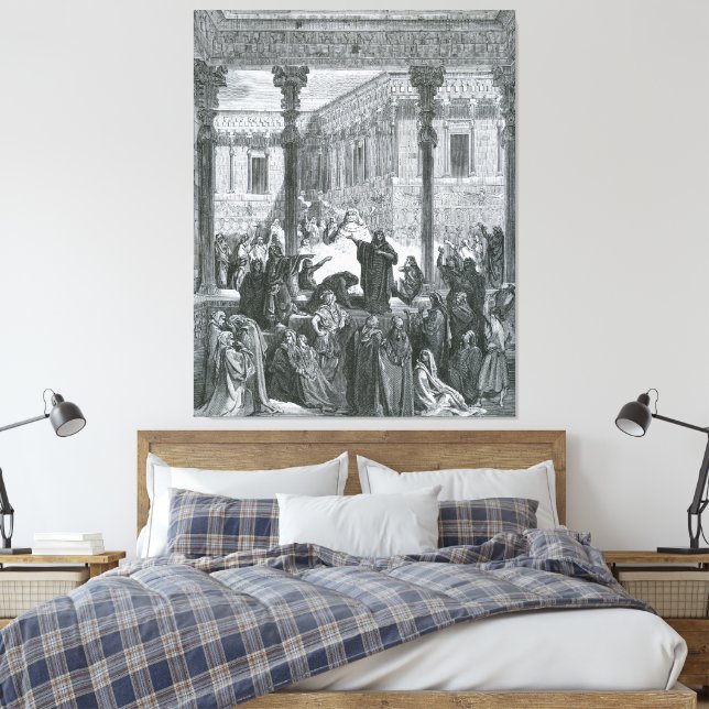 Gustave Doré - Daniel Confounds the Priests of Bel Canvas Print (Insitu(Bedroom))