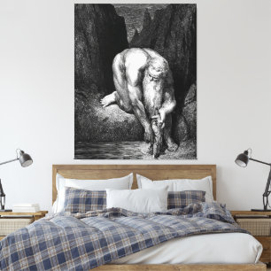 Gustave Doré - Dante and Virgil in The Well of the Canvas Print
