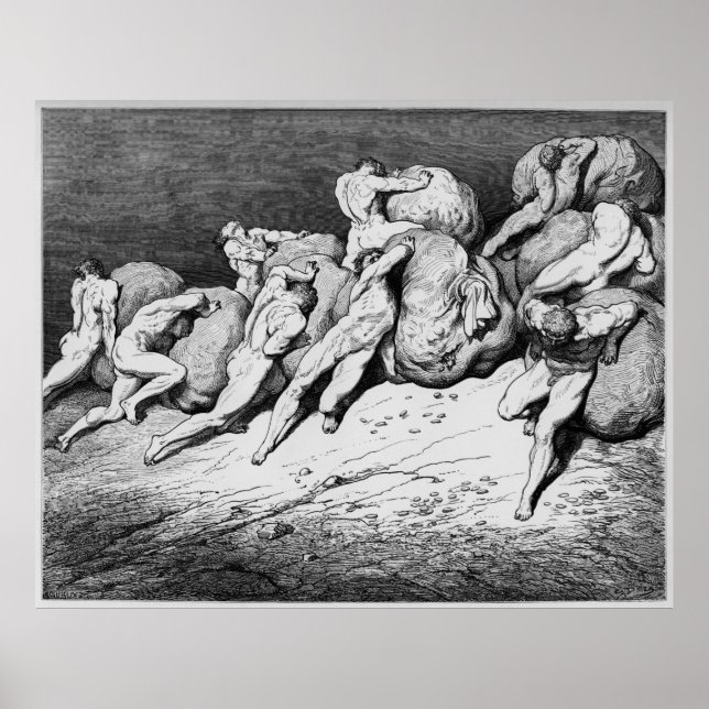 Gustave Dore Engraving Dante Inferno Illustration Poster (Front)